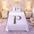 thumbnail image 1 of Manfei Cheetah Print P Personalized Initial Twin Sheet Sets 3pcs for Girls Kids,Teens Women Kawaii Bow Tie Letter Bedding,Lightweight Room Decor, 1 of 5