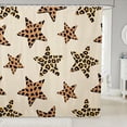 thumbnail image 1 of Manfei Cheetah Stars Printed Shower Curtain 72Wx78L,Chic Theme Bath Curtain,Cream Brown, 1 of 5
