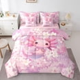 thumbnail image 1 of Manfei Cherry Blossom Axolotl Twin Bedding,Pink Floral Bedding Comforter Set For Girls,Pink White,Pink Reversible,7pcs, 1 of 8
