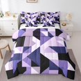 thumbnail image 1 of Manfei Chic Abstract Stripes Bedding Comforter Set 7 Pieces for Adult, Purple Rectangle Geometric Full Bedding Set, Retro Artwork Reversible Fitted Sheet Flat Sheet, Super Cozy Room Decor, 1 of 7