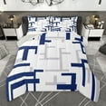 thumbnail image 1 of Manfei Chic Abstract Teens Bedding Comforter Set, Navy Square Checkered Twin Comforter Sets, Modern Buffalo Plaid Reversible Bedding Set, Breathable Home Decor, 2pcs, 1 of 9