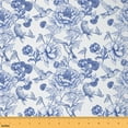 thumbnail image 1 of Manfei Chic Blue Blossoms Fabric by the Yard (1 Yard) for Girls Women, Botanical Plant Theme Decorative Fabric by the Yard, Flower Floral Sewing & Crafting Fabric, 1 of 6