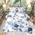 thumbnail image 1 of Manfei Chic Blue Peony Bedding Comforter Set 7 Pieces, Garden Flower Floral Full Bedding Set, Botanical Leaves Fitted Sheet Flat Sheet, Microfiber Room Decor, 1 of 8