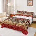 thumbnail image 1 of Manfei Chic Bow Bowtie Twin Sheet Sets,Wild Cheetah Print Twin Fitted Sheet,Red Gold Brown Flat Sheet For Girls Teens,Ultra Soft Home Decor,3 Pieces, 1 of 7