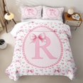 thumbnail image 1 of Manfei Chic Bow Tie Bed Spread Queen For Kids,Letter R Monogram Letter Queen Coverlet Set For Girly,3 Pieces, 1 of 7