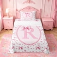 thumbnail image 1 of Manfei Chic Bow Tie Twin Sheet Sets For Kids,Letter R Monogram Letter Bedding For Girly,3-Piece, 1 of 6