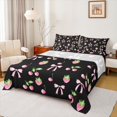 thumbnail image 1 of Manfei Chic Bowknot Bow Bed Sheets King,Cute Strawberry Bedding Sets King Size,Pink Black Bowtie Sheet Set King For Girls,Lightweight Bedroom Decorative,4pcs, 1 of 7