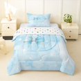 thumbnail image 1 of Manfei Chic Bownot Twin Comforter Sets,Blue Alphabet Print D Bedding Set,Polkadot Reversible,2-Piece,1 Comforter and 1 Pillowcase, 1 of 7