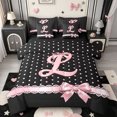 thumbnail image 1 of Manfei Chic Bowtie 7-Piece Twin Bedding,Alphabet Letters L Bedding Comforter Set,Black Reversible, 1 of 7
