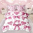 thumbnail image 1 of Manfei Chic Bowtie Bow 7-Piece Bedding Comforter Set,Happy Valentine'S Day King Bedding Sets,White Pink Bed Sheets For Girls Teens,Super Cozy Room Decor Reversible, 1 of 8