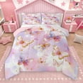 thumbnail image 1 of Manfei Chic Butterfly Full Size Comforter Sets,Golg Glitter Print Bedding Comforter Set,Pink White Bedding Sets For Girls Kids,Breathable Home Decor Reversible,3 Pieces, 1 of 9