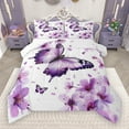 thumbnail image 1 of Manfei Chic Butterfly Queen Comforter Set,Country Floral Bedding Sets,White Purple Bedding Comforter Set For Girls Kids,Breathable Home Decor Reversible,3-Piece, 1 of 9