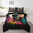 thumbnail image 1 of Manfei Chic Camera Queen Comforter Set,Graffiti Hippie Bedding Sets,Watercolor Splashing Ink Bedding Comforter Set For Girls Boys,Lightweight Bedroom Decoration Reversible,3 Pieces, 1 of 8