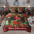 thumbnail image 1 of Manfei Chic Cardinal Bird Bedding Comforter Set 7 Pieces, Merry Christmas King Bedding Sets, Xmas Red Checkered Bed Sheets, Breathable Home Decor, 1 of 8