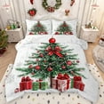 thumbnail image 1 of Manfei Chic Christmas Tree Bedding Comforter Set,Happy New Year Twin Comforter Sets,White Green Red Bedding Set For Girls Kids,Microfiber Bedroom Decor Reversible,2 Pieces, 1 of 8
