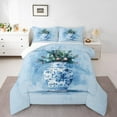 thumbnail image 1 of Manfei Chic Christmas Tree Twin Comforter Set,Red Xmas Ball,Blue Splatter,2-Piece Cozy Decor, 1 of 8