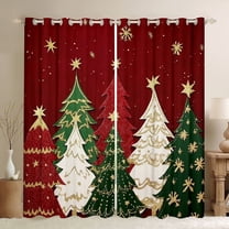 Manfei Chic Christmas Tree Black Out Curtains,Gold Sequin Print Curtains Pack of 2 (42x63 Each),Merry Xmas Bedroom Curtains For Girls Kids,Microfiber Bedroom Decor
