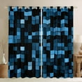 thumbnail image 1 of Manfei Chic Cyan Geometric Black Out Curtains, Modern Square Abstract Curtains Pack of 2 (42x63 Each), Teens Boys Girls Kids Bedroom Curtains, Black Out Curtains Home Decor, 1 of 6