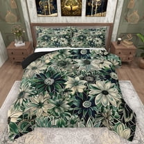 Manfei Chic Floral Flowers Bedding Comforter Set 2pcs for Boys Girls,Spring Garden Twin Comforter Sets Microfiber,Vintage Aesthetics Breathable Bedding Set,Lightweight Room Decor,Reversible