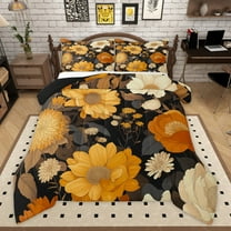 Manfei Chic Flower Boy Girl 2pcs Bedding Comforter Set,Retro Vintage Twin Comforter Sets,Botanical Plants Breathable Bedding Set,Super Cozy Room Decor,Reversible