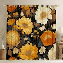 Manfei Chic Flower Boy Girl Black Out Curtains,Retro Vintage Curtains Pack of 2 (42x63 Each),Botanical Plants Bedroom Curtains,Super Cozy Room Decor