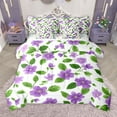 thumbnail image 1 of Manfei Chic Flowers 7pcs Bedding Comforter Set for Teens Boys Girls,Green Purple Queen Bedding Sets Super Cozy,Spring Graden Queen Sheet Sets,Luxury Bedroom Decor,Reversible, 1 of 8