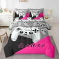 thumbnail image 1 of Manfei Chic Gamepad Teens Twin Bedding Sets 7-Piece, Black Pink Cartoon Bedding Comforter Set, Game Console Player Reversible Sheet Sets, Breathable Home Decor, 1 of 7