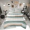 thumbnail image 1 of Manfei Chic Geometric Adult Bedding Comforter Set, Green Striped Abstract Twin Comforter Sets, Modern Chic Artwork Reversible Bedding Set, Super Cozy Room Decor, 2-Piece, 1 of 8