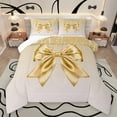 thumbnail image 1 of Manfei Chic Gold Bowknot Queen Comforter Set,Cartoon Bow Tie Bedding Sets,Bling Print Bedding Comforter Set For Girl,Ultra Soft Home Decor,3 Pieces, 1 of 8