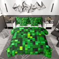 thumbnail image 1 of Manfei Chic Green Square Bedding Comforter Set 7pcs for Boys, Rectangle Geometric Queen Bedding Sets, Futuristic Abstract Reversible Queen Sheet Sets, Ultra Soft Home Decor, 1 of 7