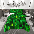 thumbnail image 1 of Manfei Chic Green Square Queen Comforter Set for Boys, Rectangle Geometric Bedding Sets, Futuristic Abstract Reversible Bedding Comforter Set, Ultra Soft Home Decor, 3 Pieces, 1 of 8