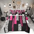 thumbnail image 1 of Manfei Chic Leopard Print Bedding Comforter Set 7pcs for Female, Cheetah Zebra Animal Queen Bedding Sets, Black Pink Geometric Reversible Queen Sheet Sets, Super Cozy Room Decor, 1 of 7