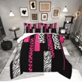 thumbnail image 1 of Manfei Chic Leopard Print Bedding Comforter Set for Female, Cheetah Zebra Animal Twin Comforter Sets, Black Pink Geometric Reversible Bedding Set, Super Cozy Room Decor, 2-Piece, 1 of 8