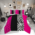 thumbnail image 1 of Manfei Chic Leopard Print Bedding Comforter Set for Female, Cheetah Zebra Animal Twin Comforter Sets, Black Pink Geometric Reversible Bedding Set, Ultra Soft Home Decor, 2pcs, 1 of 8