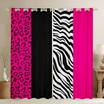 Manfei Chic Leopard Print Black Out Curtains for Female, Cheetah Zebra Animal Curtains Pack of 2 (42x63 Each), Black Pink Geometric Bedroom Curtains, Curtains and Drapes Home Decor