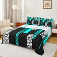 thumbnail image 1 of Manfei Chic Leopard Print Full Size Sheets for Female, Cheetah Zebra Animal Bed Sheets, Black Cyan Geometric Sheet Sets, Lightweight Room Decor, 4-Piece, 1 of 7