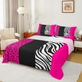 thumbnail image 1 of Manfei Chic Leopard Print Twin Sheet Sets for Female, Cheetah Zebra Animal Twin Fitted Sheet, Black Pink Geometric Flat Sheet, Ultra Soft Home Decor, 3pcs, 1 of 7