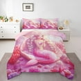 thumbnail image 1 of Manfei Chic Mermaid Queen Comforter Set,Ocean Animal Bedding Sets,Pink Fairy Tale Bedding Comforter Set For Girls,Ultra Soft Home Decor Reversible,3pcs, 1 of 7