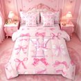 thumbnail image 1 of Manfei Chic Pink Bow 7-Piece Twin Bedding Sets For Kids,3D Letter E Initial Monogram Print Bedding Comforter Set,Pink Reversible, 1 of 7