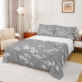 thumbnail image 1 of Manfei Chic Plum Blossom Bed Sheets, Vintage White Floral King Sheets, Gray Aesthetic Sheet Set for Girls Women, Ultra Soft Home Decor 4-Piece, 1 of 7
