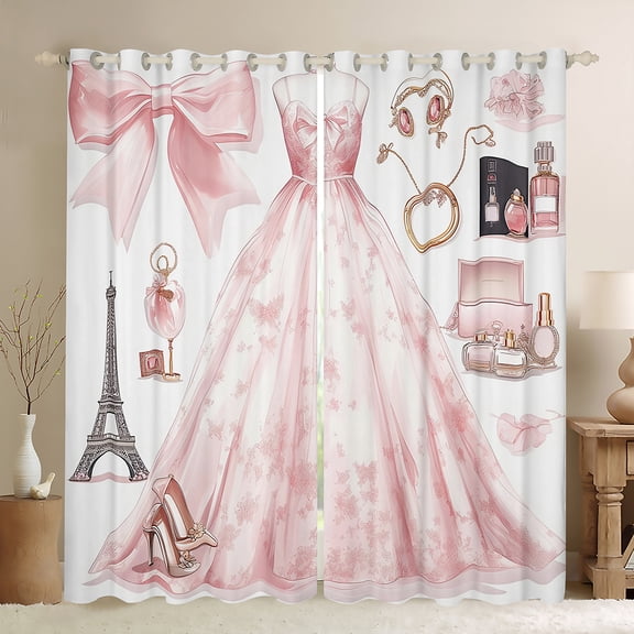 Manfei Chic Princess Dree Black Out Curtains,Romantic Valentine'S Day Curtains Pack of 2 (42x63 Each),Chic Diamond Perfume Bedroom Curtains For Girls,Super Cozy Room Decor