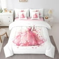 thumbnail image 1 of Manfei Chic Princess Dress 7-Piece Twin Bedding Sets,Pink Glitter Print Bedding Comforter Set,France Eiffel Tower Sheet Sets For Girls Boys,Microfiber Bedroom Decor Reversible, 1 of 8