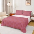 thumbnail image 1 of Homewish Chic Red Abstract Queen Sheet Set, Fashion Square Stripes Teens Bedding, 4pcs, 1 of 7