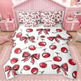 thumbnail image 1 of Manfei Chic Red Bowknot Bedding Comforter Set 7pcs for Child, Yummy Cartoon Cherry King Bedding Sets, Kawaii Ribbon Bow Reversible Bed Sheets, Lightweight Room Decor, 1 of 7