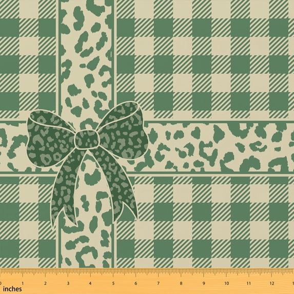 Manfei Chic Ribbon Fabric by the Yard 5 Yards, Cute Plaid Fabric for Sewing, Sage Green