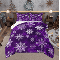 thumbnail image 1 of Manfei Chic Snowflakes Bedding Comforter Set, Merry Xmas Christmas Twin Comforter Sets, Purple White Bedding Set, Ultra Soft Home Decor, Reversible 2pcs, 1 of 8