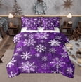 thumbnail image 1 of Manfei Chic Snowflakes Twin Bedding Sets 7 Pieces, Merry Xmas Christmas Bedding Comforter Set, Purple White Sheet Sets, Ultra Soft Home Decor, 1 of 8