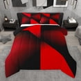 thumbnail image 1 of Manfei Chic Stripes Ombre Full Size Comforter Sets, Red Abstract Triangle Bedding Comforter Set, Teens Kids Adult Men Women Reversible Bedding Sets, Lightweight Room Decor, 3-Piece, 1 of 9