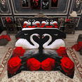 thumbnail image 1 of Manfei Chic Swan Queen Comforter Set 3 Pieces for Girls Women, 3D Rose Blossom Bedding Sets, Black Red White Bedding Comforter Set, Microfiber Bedroom Decor, 1 of 8