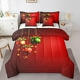 thumbnail image 1 of Manfei Chic Xmas Ball 7pcs Bedding Comforter Set,Merry Christmas Queen Bedding Sets,Red Green Gold Queen Sheet Sets For Girl,Microfiber Bedroom Decor Reversible, 1 of 8